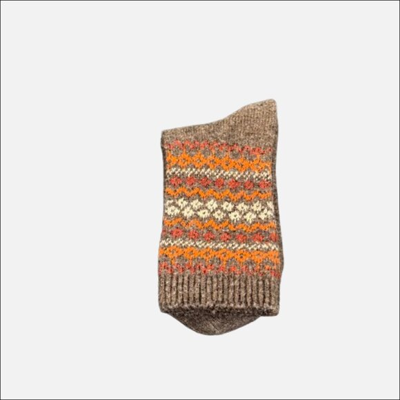 Unbranded Brown Knit Fair Isle Socks Stocking Stuffer - Picture 5 of 5